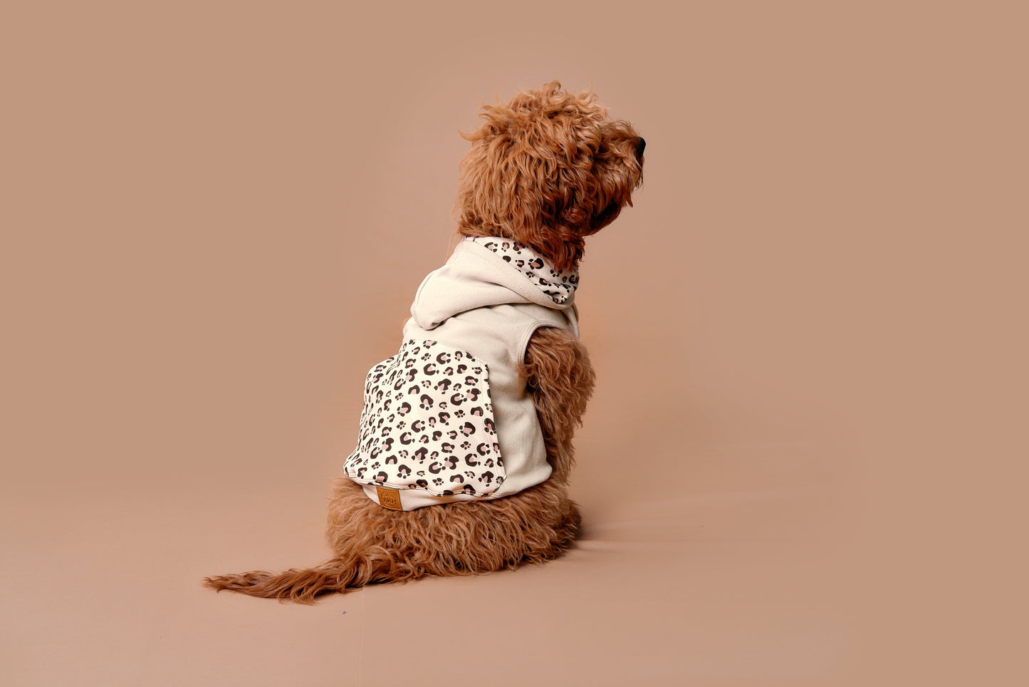 Beige animal print hoodie