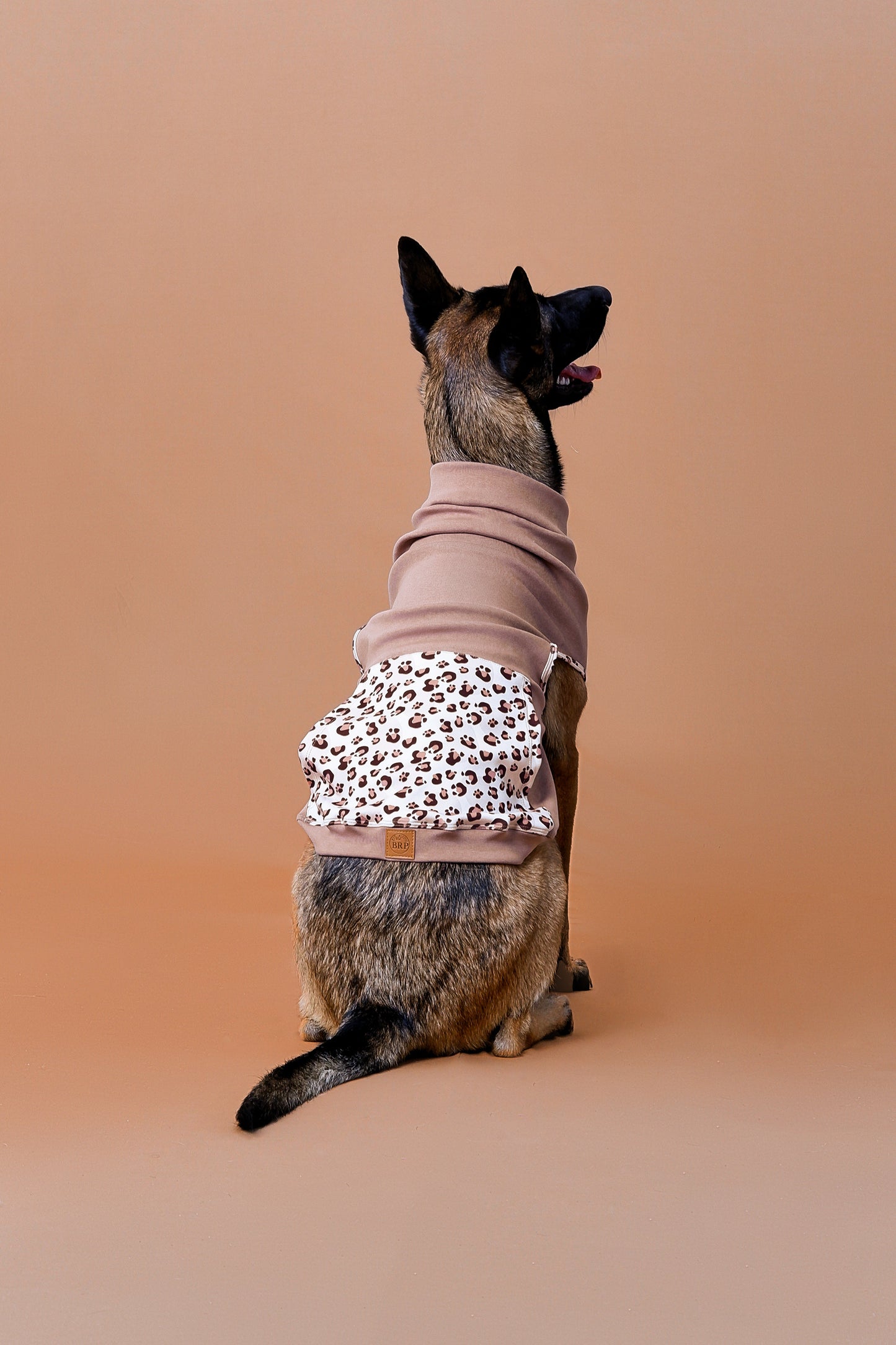 Beige Animal Print Turtleneck
