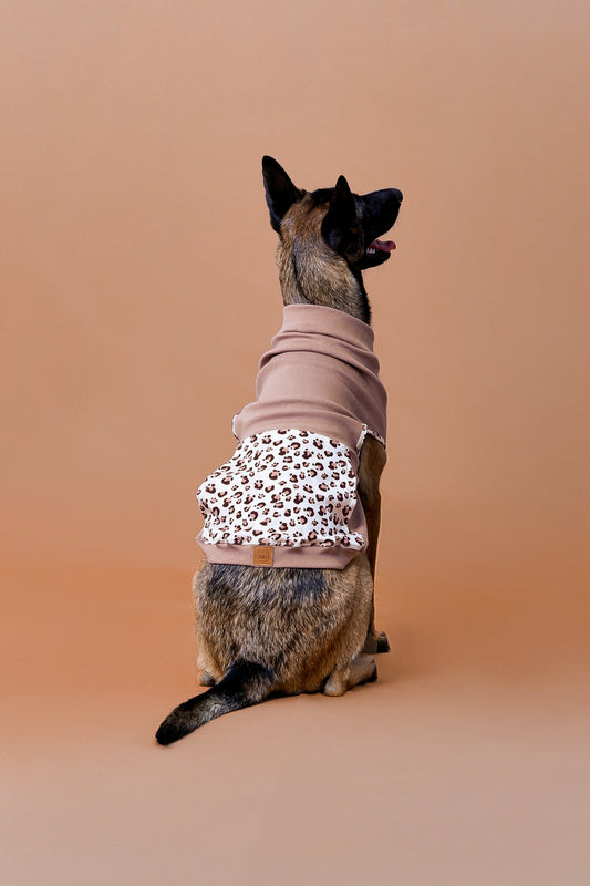 Beige Animal Print Turtleneck