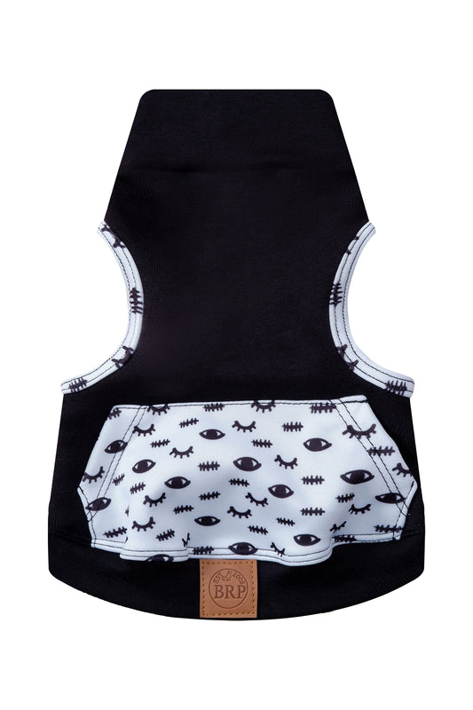 Black cross-print turtleneck