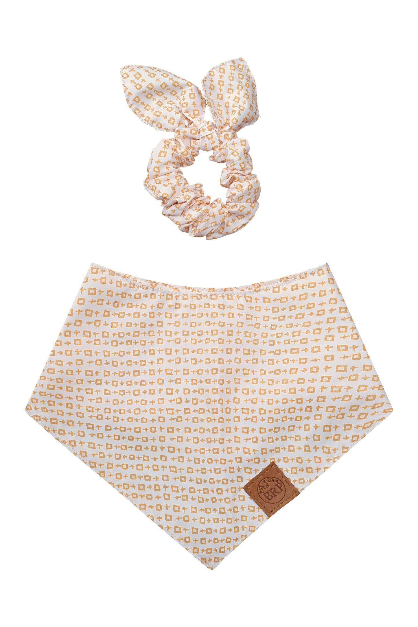 White and yellow cross-print Bandana